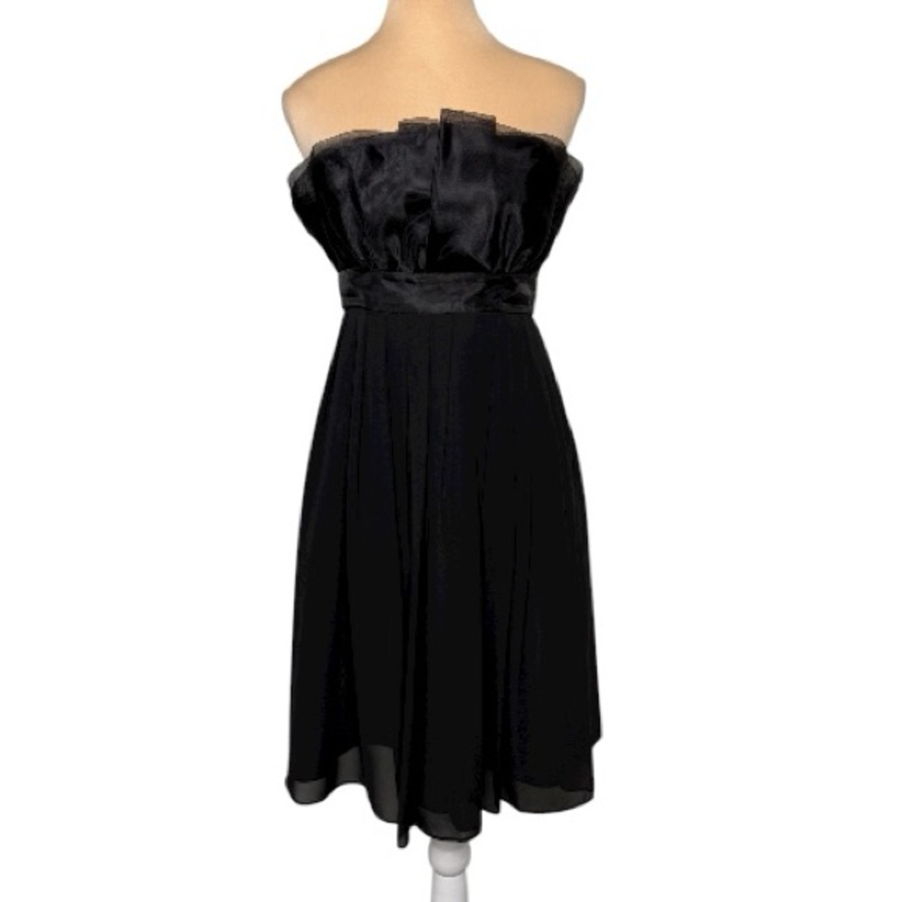 White House Black Market Black Strapless Ruffle Cocktail Dress Size 0
